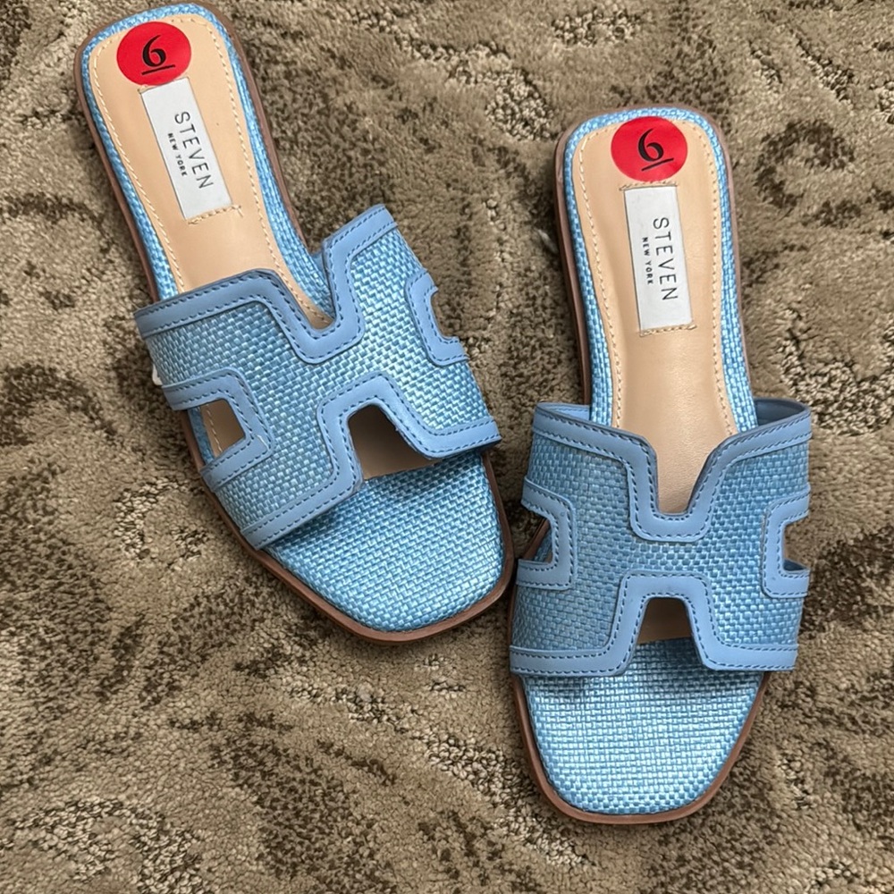 Steven brand Blue Denim Sandals with Iconic Cutout Design